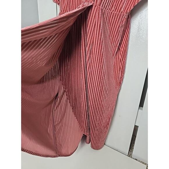 Sunday in Brooklyn Anthro Pink Rose Plisse Velvet Romantic Feminine Dress Medium - Picture 9 of 13